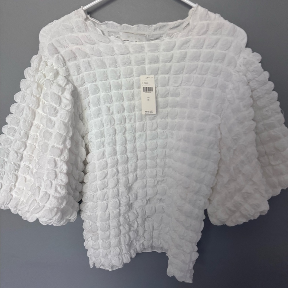 Chic White Textured Blouse